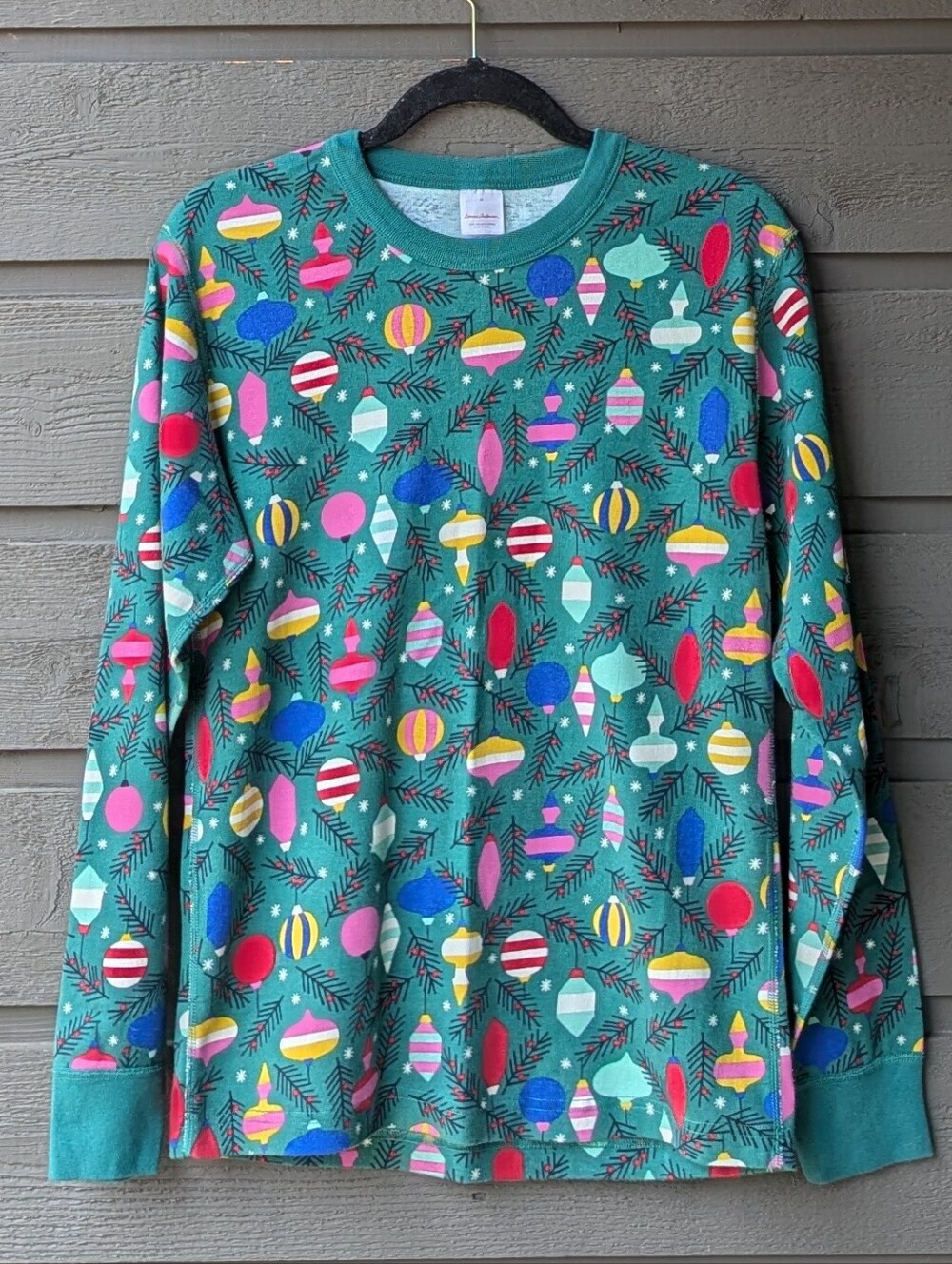 Hanna Andersson Delightful Decorations Adult Unisex Long John Pajama Top Medium